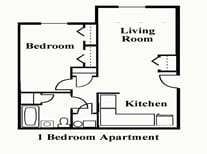 Whispering Pines 1 Bedroom Apartment Floor Plan